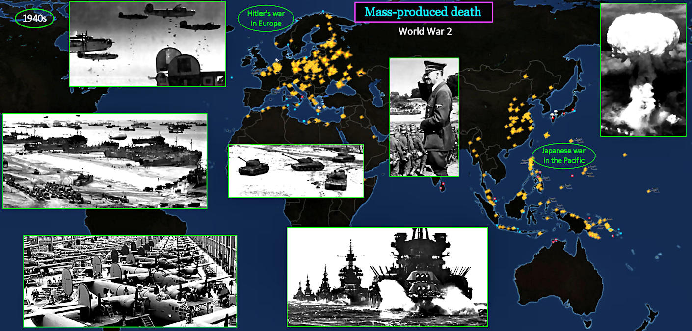 WW2, Worldwide destruction, 1939-1945 map
